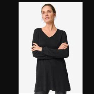 Saks Fifth Avenue 100% Cashmere Black V-Neck Tunic Size M